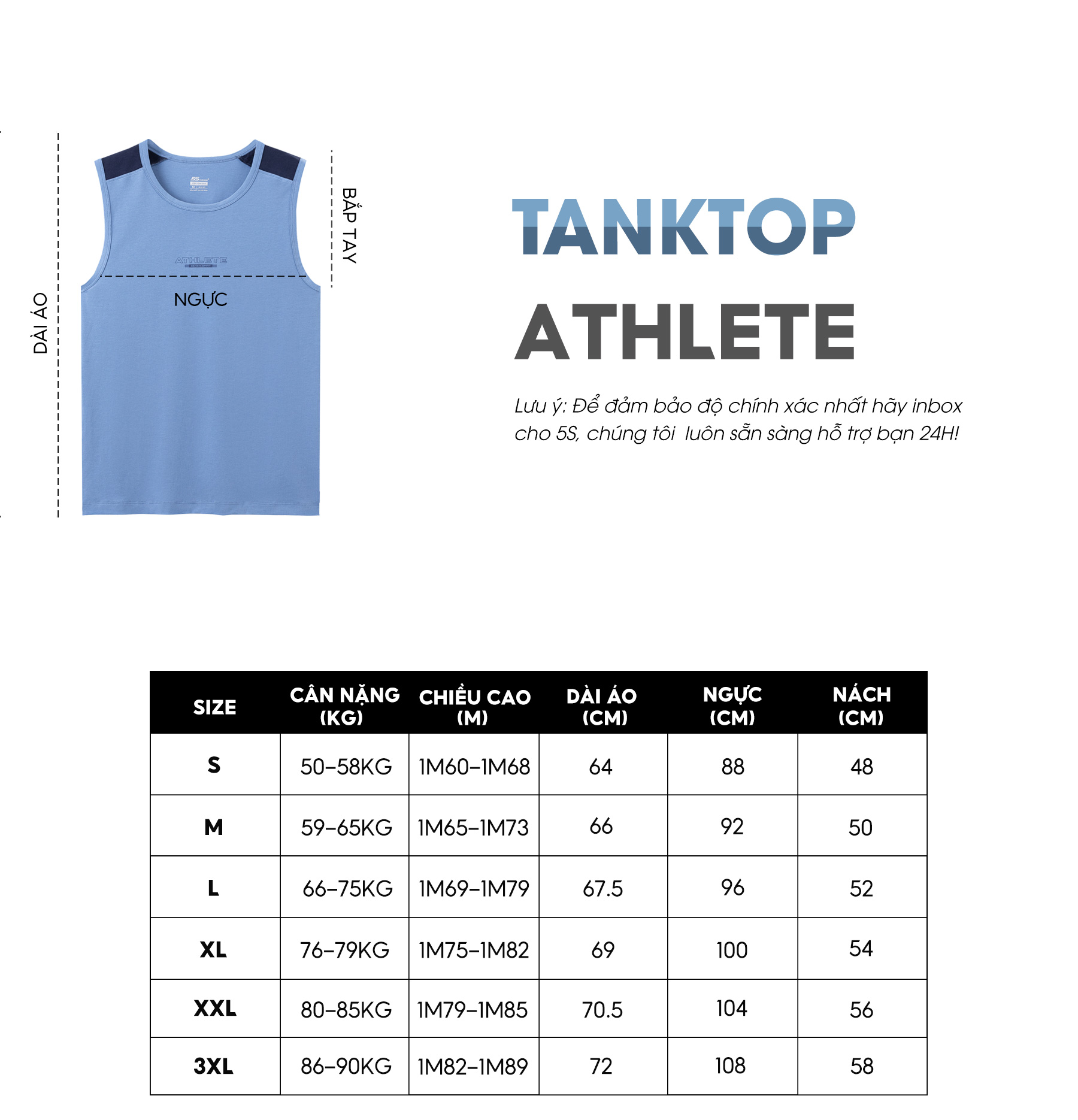 Áo Sát Nách Nam 5S ATHLETE Vải Cotton Siêu Mát, Thấm Hút Cực Tốt, Thiết Kế Thể Thao, Khỏe Khoắn