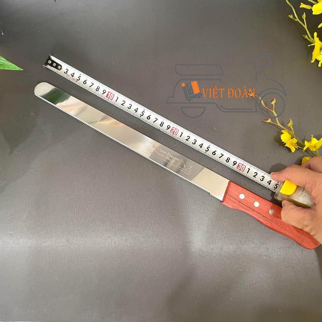 (Mẫu mới) Dao Cắt Bánh Mì - Lưỡi thép sáng bóng, cán gỗ 42cm Dụng cụ làm bánh, pha chế, đồ gia dụng.