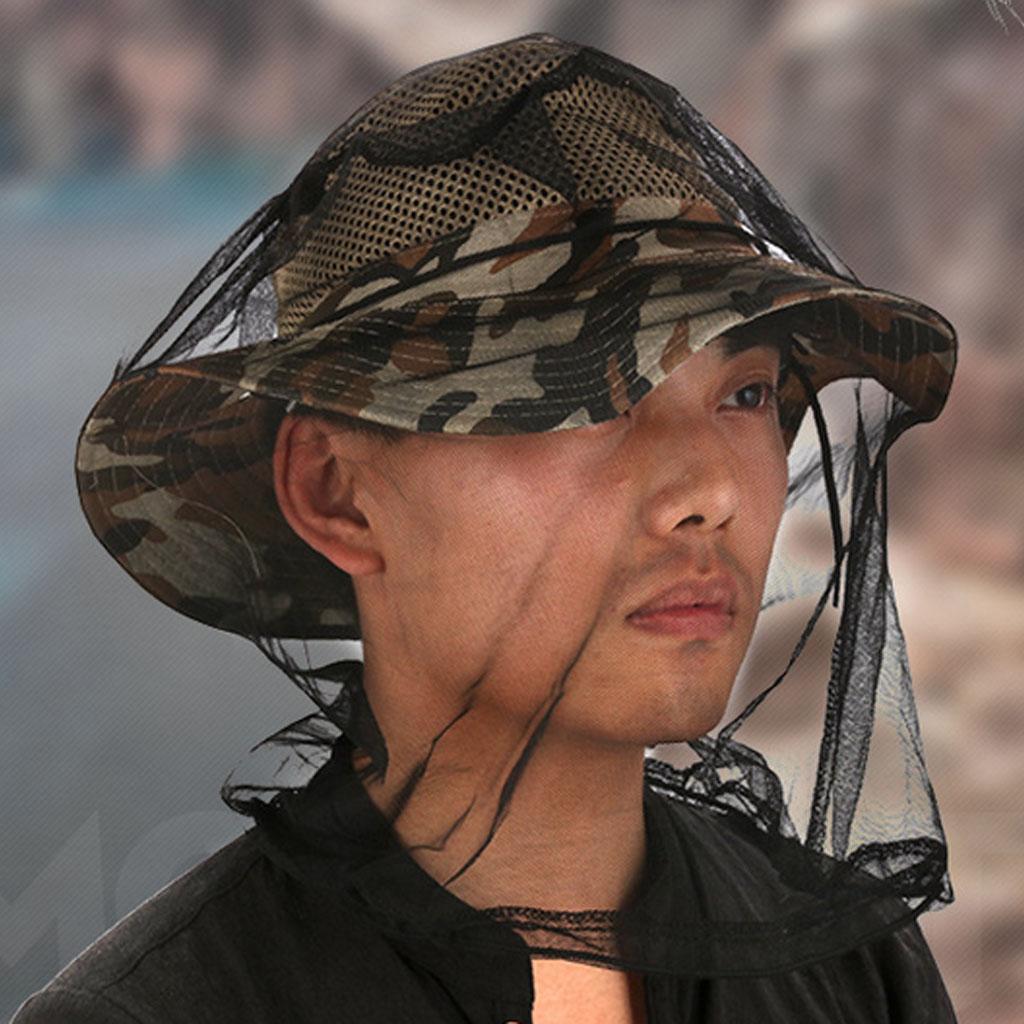 Unisex Outdoor Fishing Anti Mosquito Insect Cap Mesh Head Face Mask Protector N 