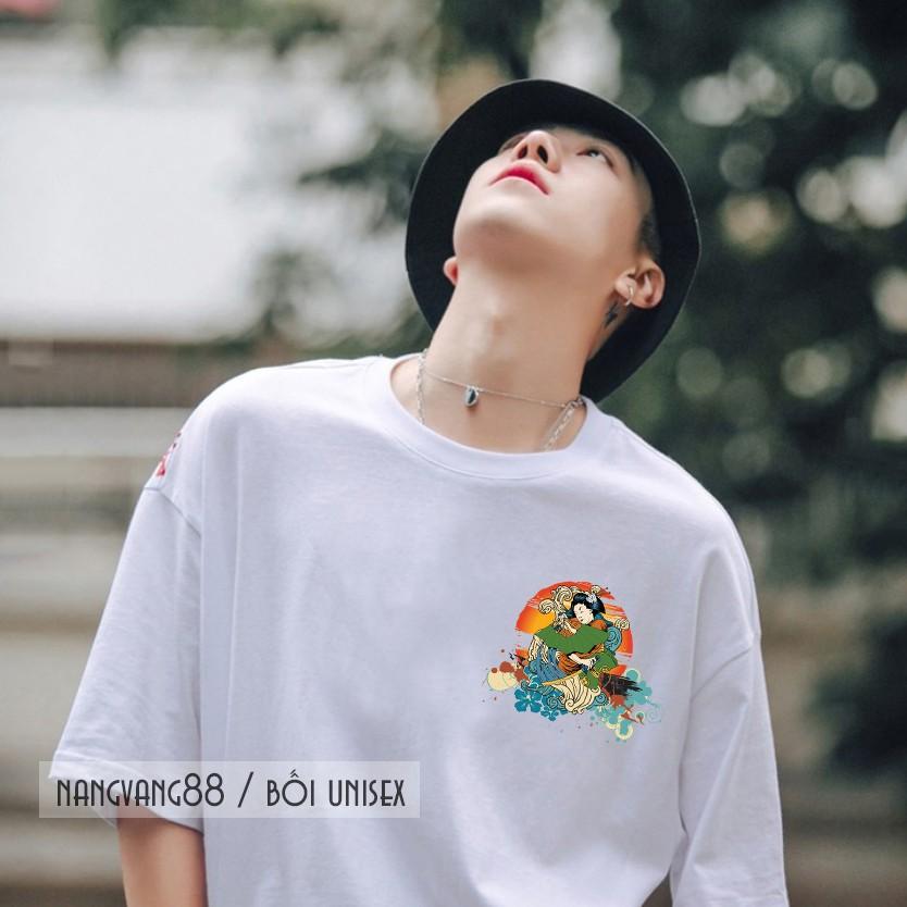 Áo Thun Tay Lỡ Unisex Geisha Múa Quạt