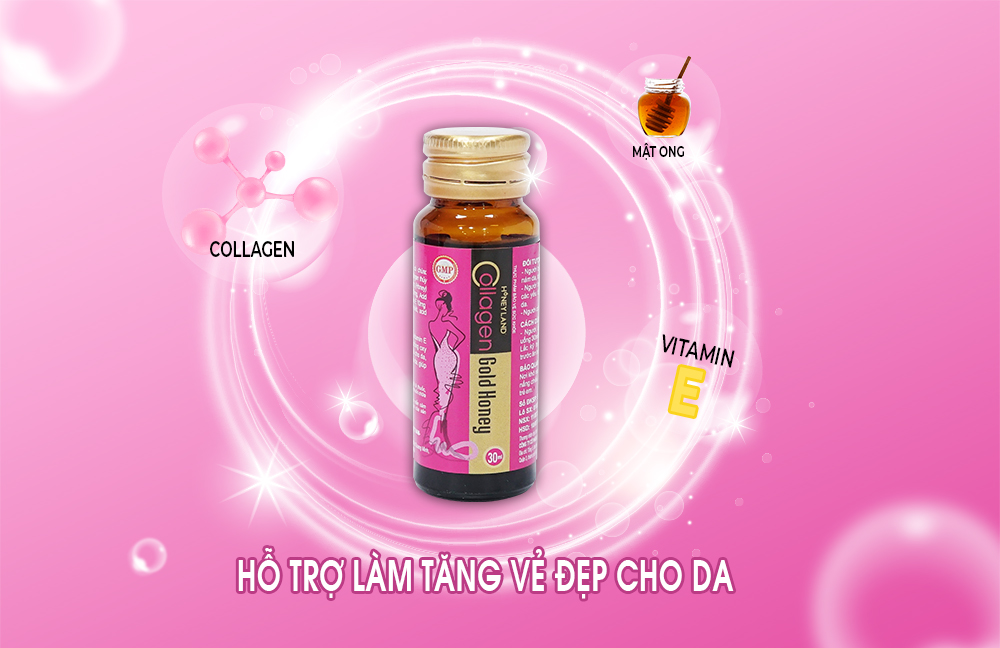 Collagen tươi chống lão hóa Collagen Gold Honey 10 chai x 30ml, 3600mg collagen/chai giúp da sáng mịn và căng bóng