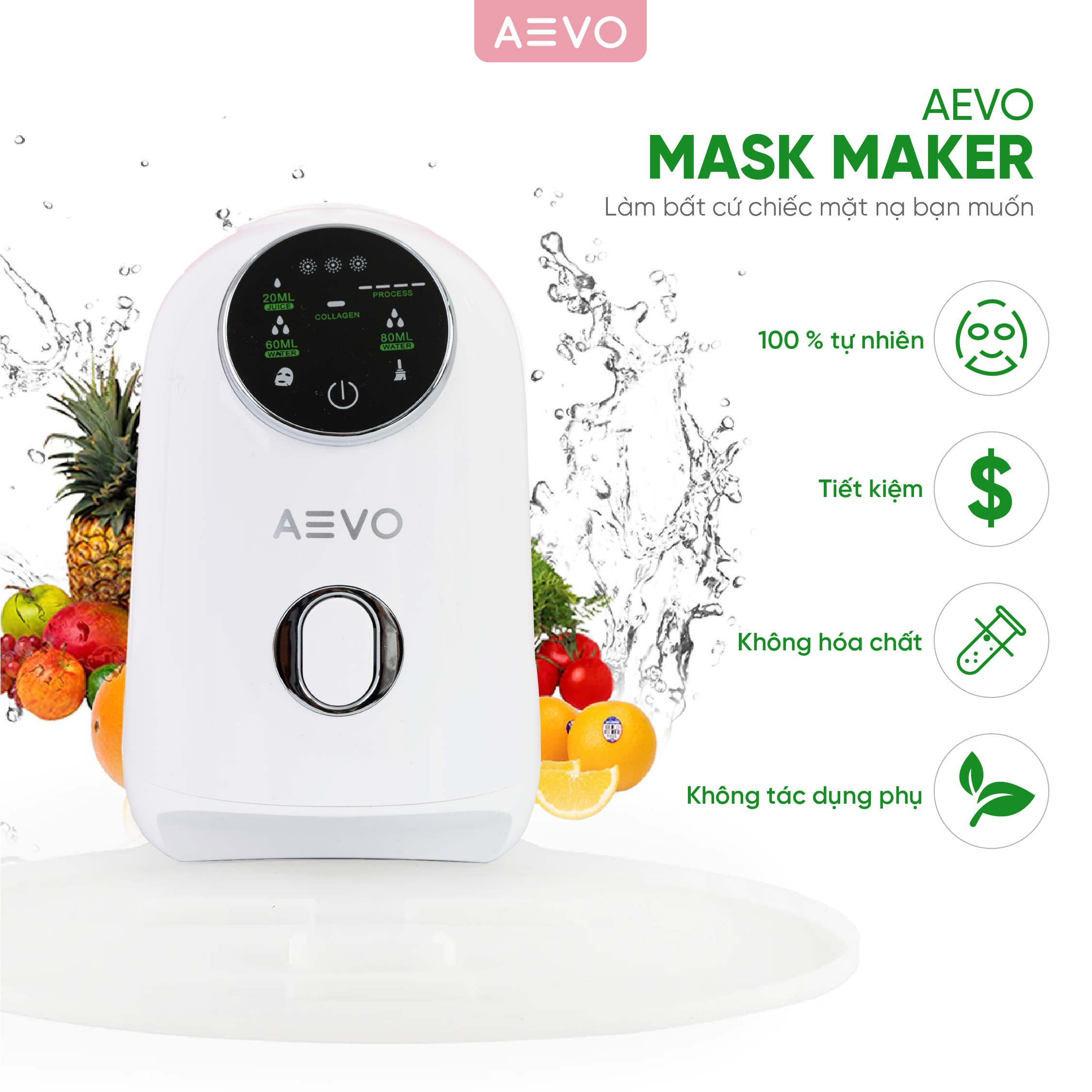 Máy Làm Mặt Nạ Từ Trái Cây Và Collagen AEVO Mask Maker, Máy Làm Mặt Nạ Đắp Mặt Tự Động Ở Nhà Mask Machine