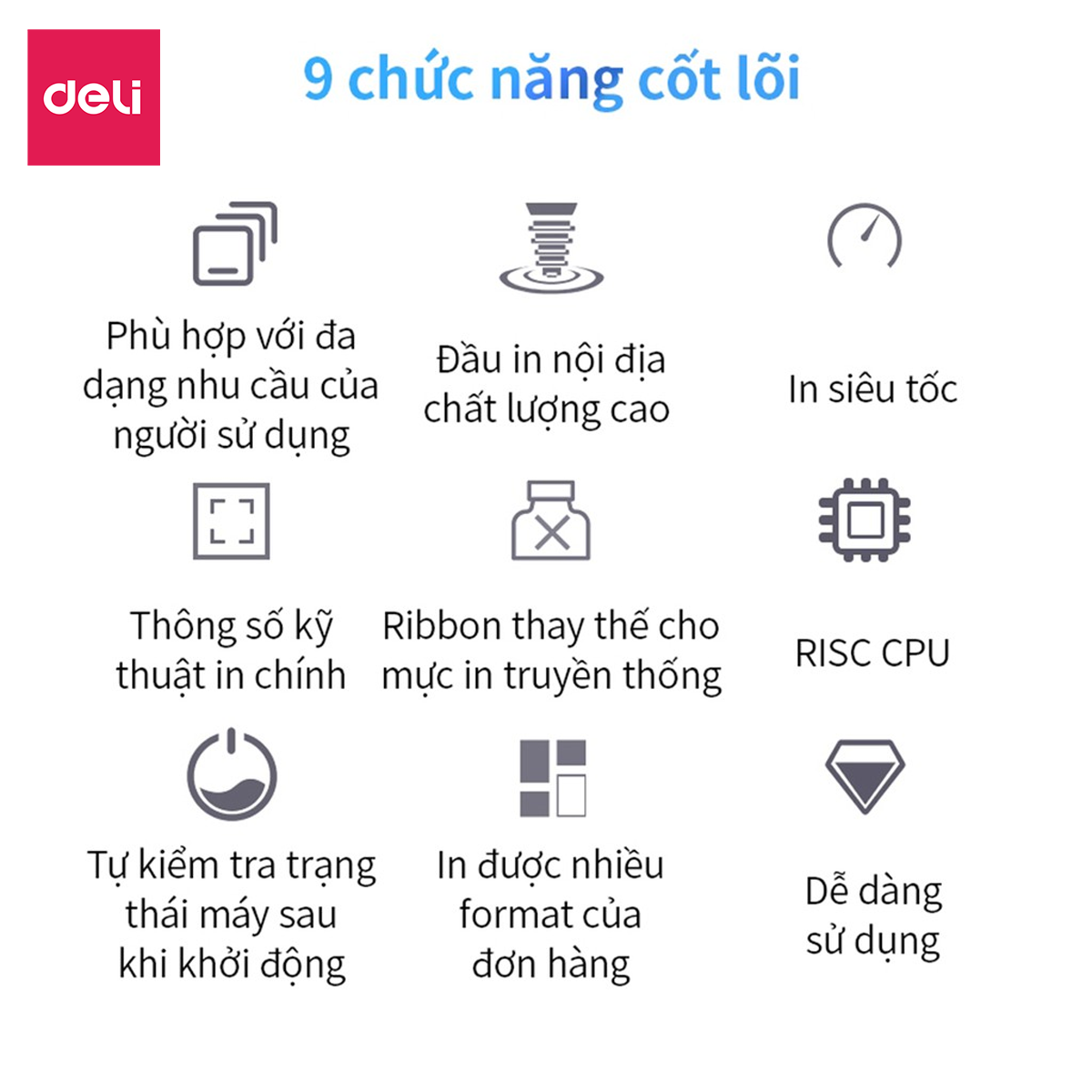 Máy In Nhiệt Cao Cấp Deli - In Đơn Hàng, Tem Mã Vạch, Hóa Đơn, Bill TMĐT - Phù Hợp Nhà Hàng, Kinh Doanh Online - Không cần mực in xong có thể dán hóa đơn ngay - Kết Nối USB, Bluetooth - Hàng Chính Hãng - DL-720C