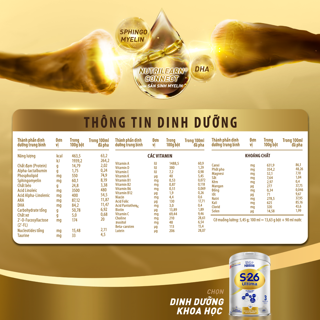 [Mua 2 tính tiền 1] Sữa dinh dưỡng công thức S-26 ULTIMA 3 750G với hợp chất NUTRILEARN CONNECT giúp tăng tốc độ kết nối não bộ