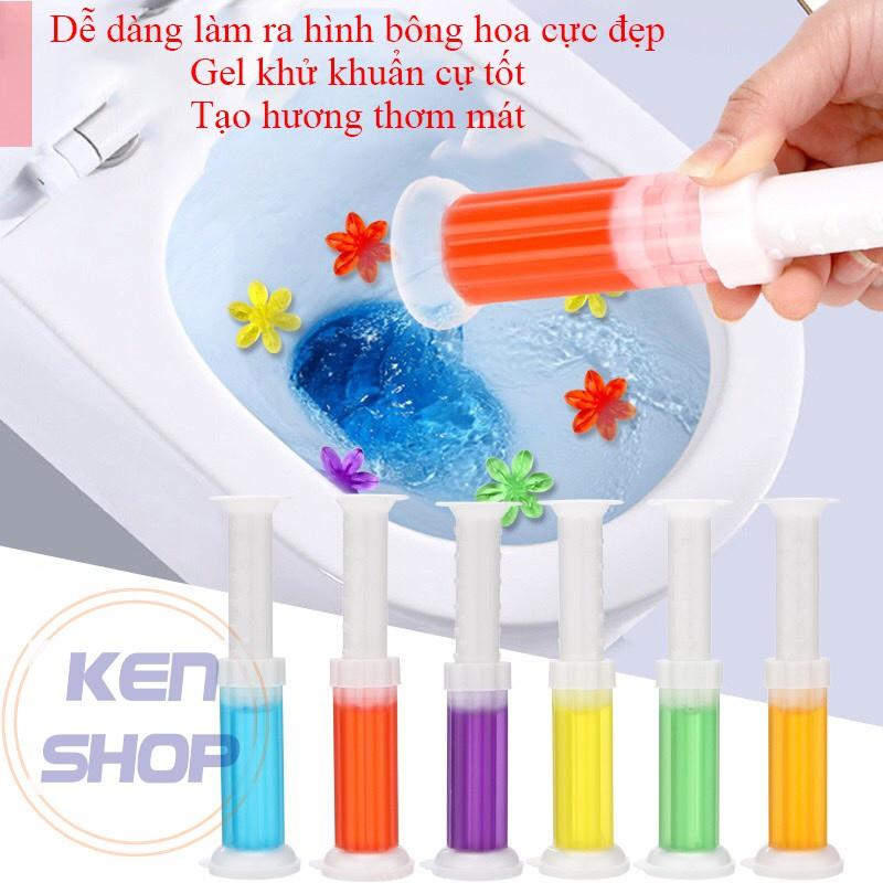 Gel thơm toilet KHỬ TRÙNG, KHỬ MÙI bồn cầu, bắn ra hình bông hoa với 6 loại hương thơm dễ chịu
