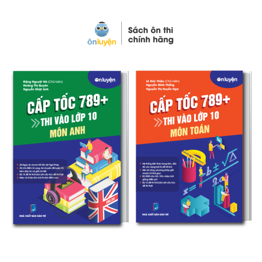 Sách thi vào 10 - Combo 2 cuốn Cấp tốc 789+ môn Toán, Anh