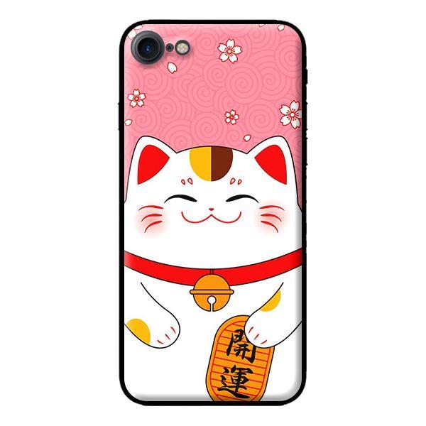 Ốp in cho iPhone 8 Mèo Nền Hồng - Hàng chính hãng