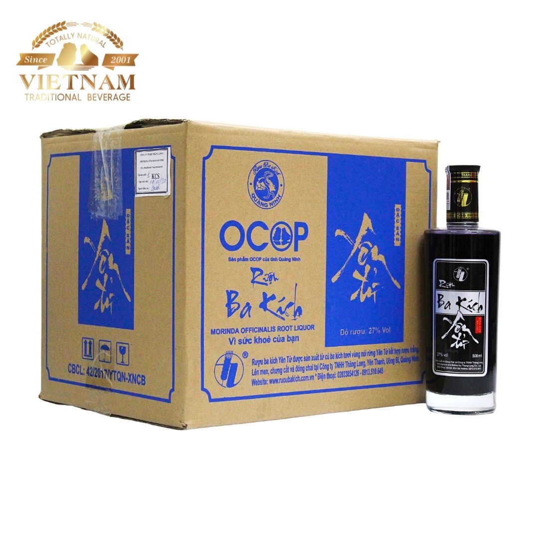 Thùng Rượu Ba Kích Yên Tử 27% Vol - 12 Chai Thủy Tinh 500ml