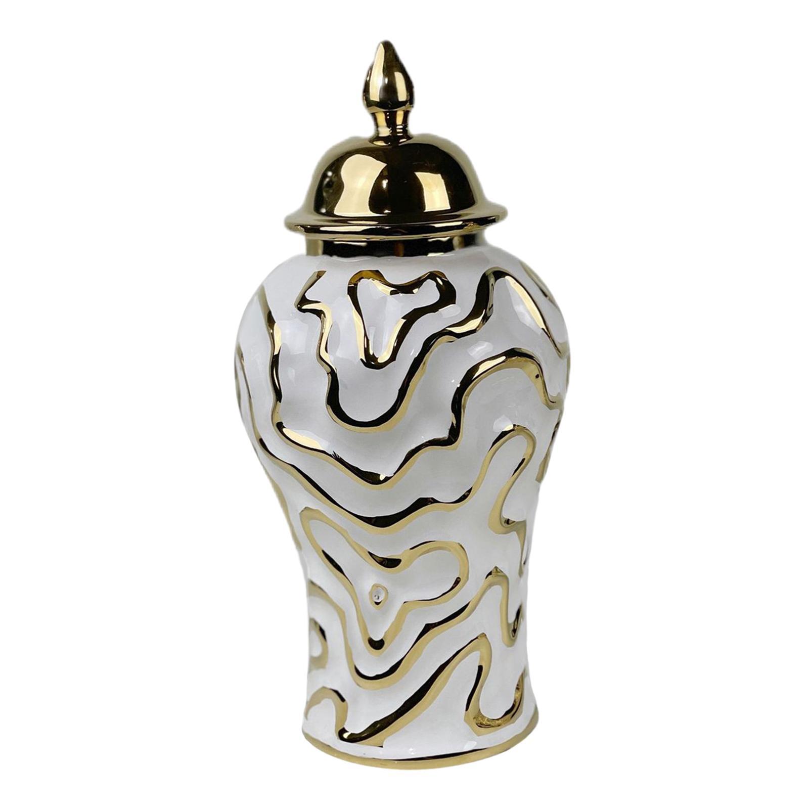 Porcelain Ginger Jar with Lid Traditional Decor Jar Ceramic Flower Vase