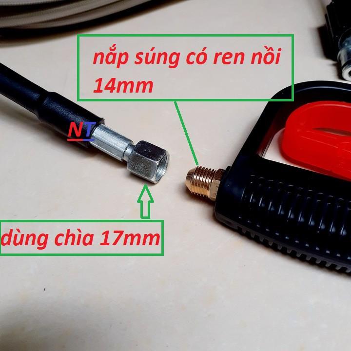 Dây rửa xe 10M - 15m - 20m áp lực cao dùng cho máy rửa xe mini gia đình đầu ren 22 và đầu ren trong 14mm lõm