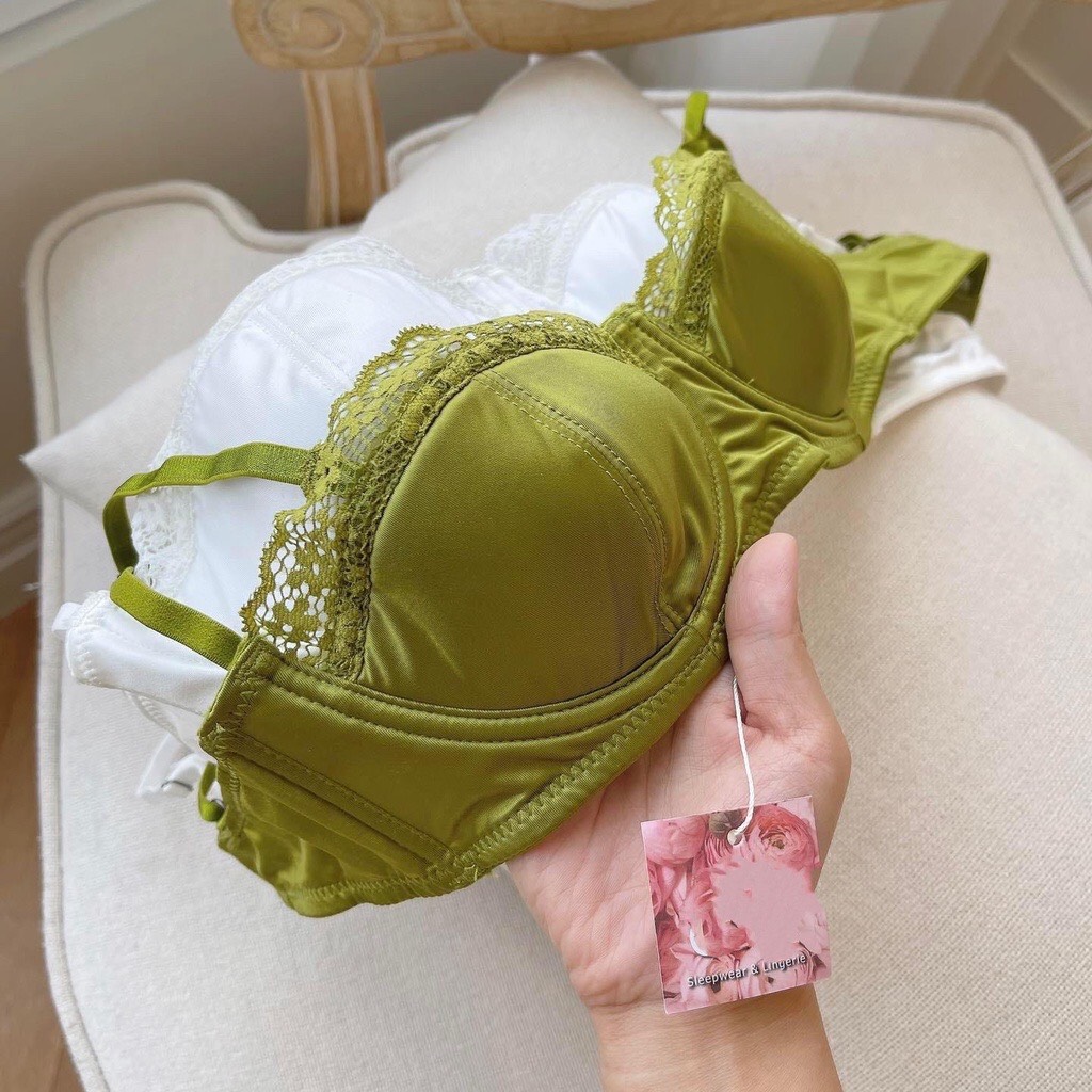 Set đồ lót mút mỏng loại 1 đệm mỏng có gọng-Bộ đồ lót nữ lụa satin,nâng đẩy ngực,căng tròn vòng 1 sexy,viền ren xinh xắn