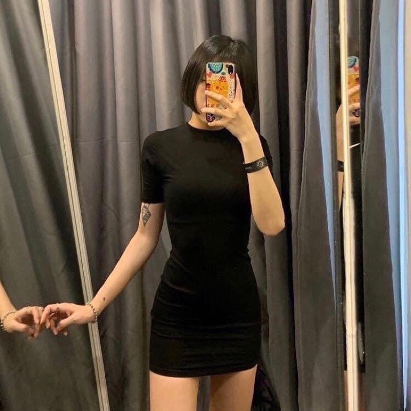 Đầm Body Cổ Tròn Cộc Tay Co Giãn 4 chiều