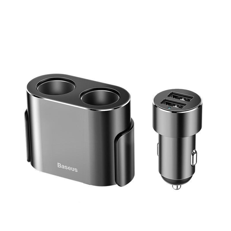 Tẩu Sạc Đa Năng Baseus High Efficiency One to Two Cigarette Lighter(dual-cigarette lighter 80W +dual USB 3.1A (Hàng chính hãng)