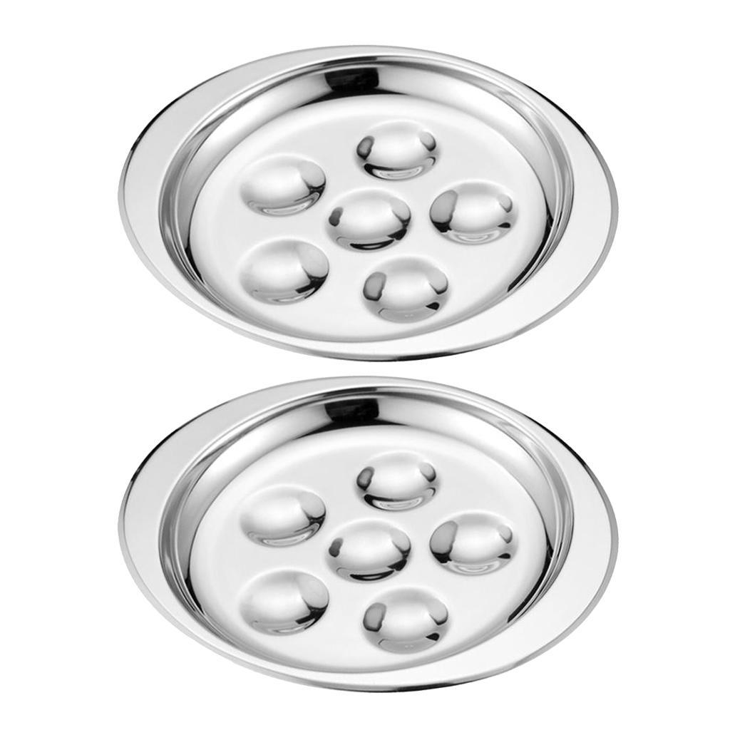 Set of 2, Stainless Steel French Escargot Baking Plate Mushroom Snail Dish
