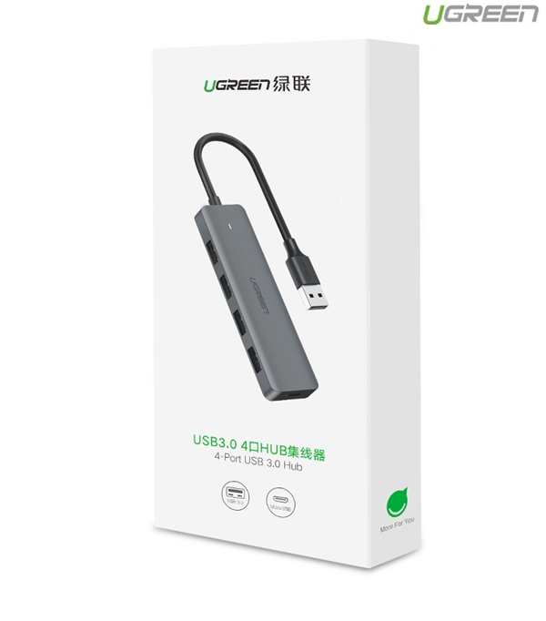 Bộ chia USB 1 ra 4 cổng USB 3.0 Ugreen 50985 (có cổng trợ nguồn Micro usb) - Hàng Chính Hãng