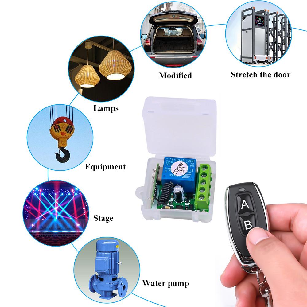 Smart Home 433Mhz DC 12V 1CH Wireless Remote Switch Relay Receiver Transmitter Universal Remote Control Switch Module and RF Transmitter Remote Controls 1527