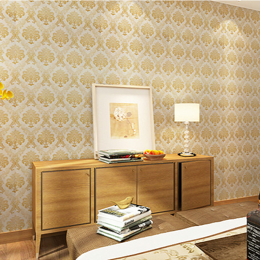 Cuộn 5m Decal Giấy Dán Tường Vân châu âu vàng