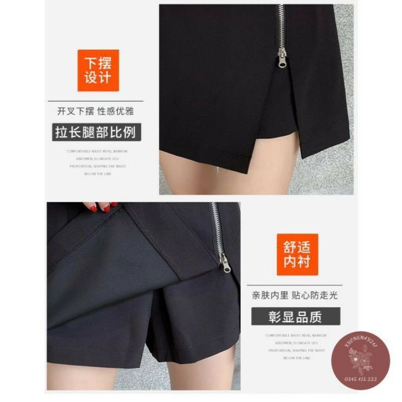 Quần váy UMI khóa kéo xẻ vạt Quảng Châu cho nữ QV005