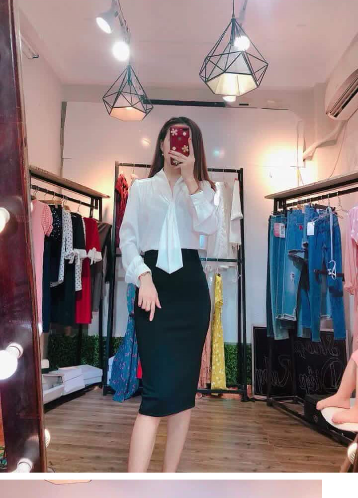 Áo Sơ mi nữ cổ thắt cách điệu
