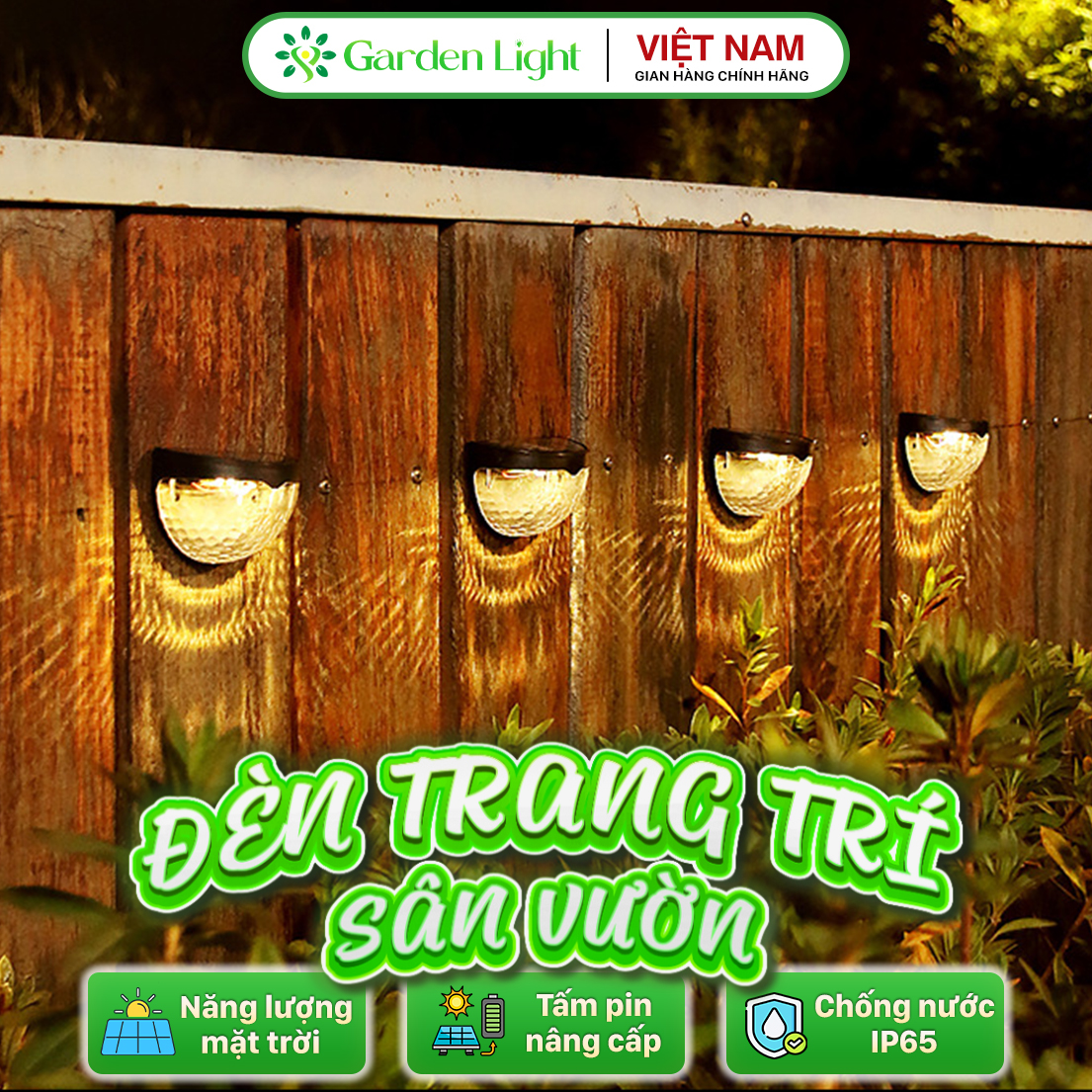 Đèn Trang Trí Năng Lượng Mặt Trời Gắn Tường, 6 Hạt Đèn LED, Ánh Sáng Mạnh - DA3030