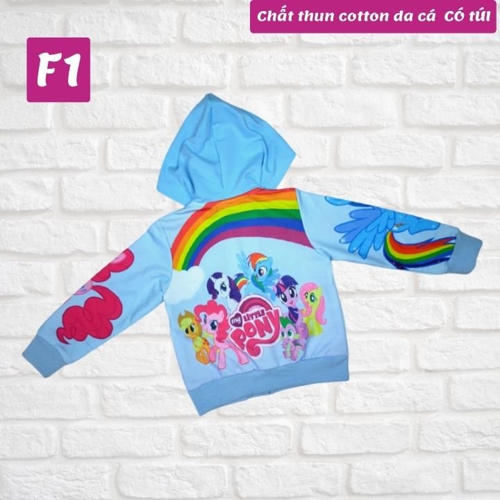 Áo khoác bé gái hình Pony từ 11-43kg - Áo khoác Elsa - PONY - Thun cotton da cá in 3D cực chất