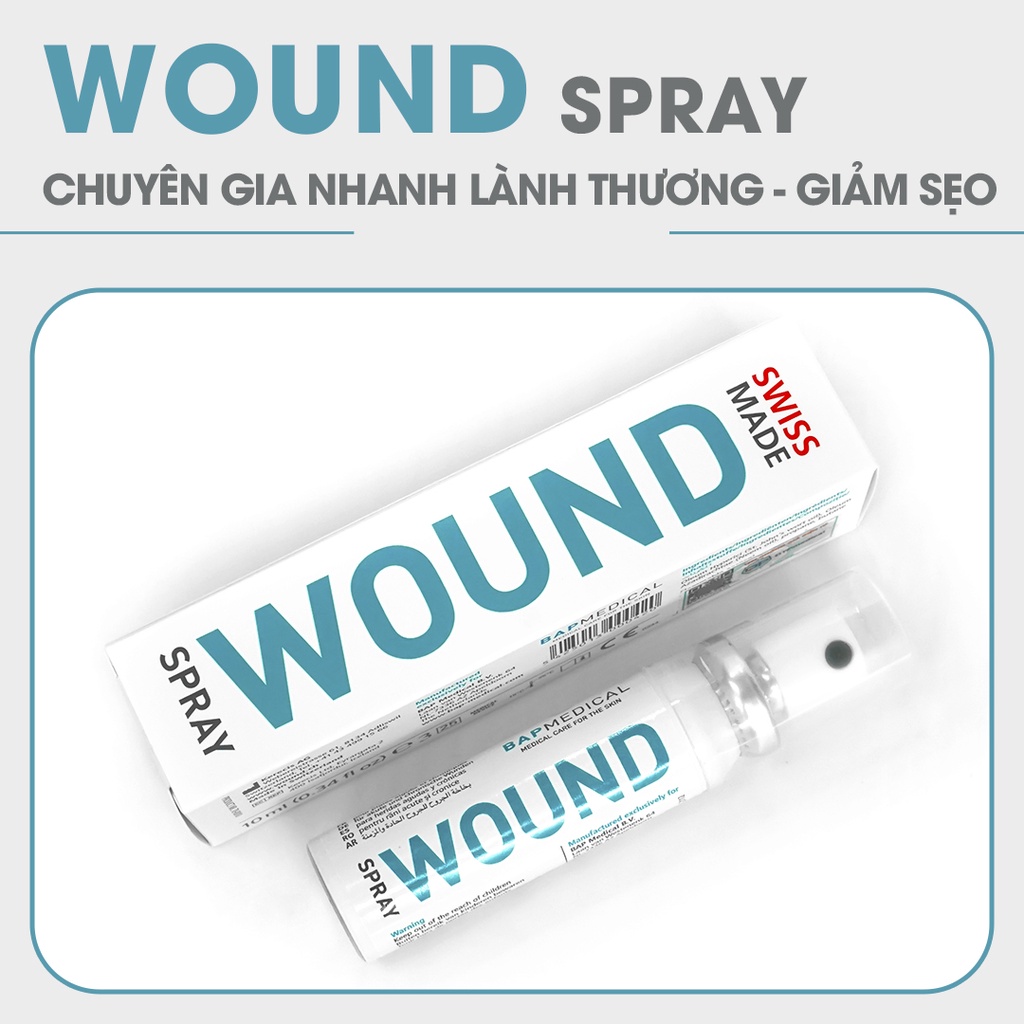 Chai xịt Wound làm lành vết thương hở chưa đóng miệng, Wound ngăn ngừa sẹo sau phẫu thuật, xóa hình xăm (10ml)