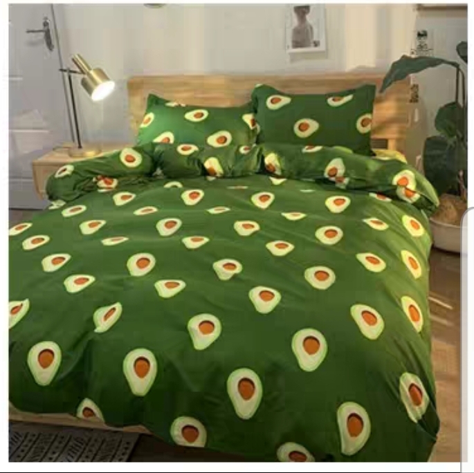 Bộ chăn ga gối cotton PL1 - Quả Bơ - Tặng kèm 1 móc khóa Houston