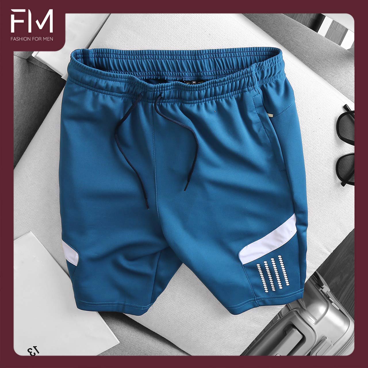 Quần short nam thể thao thun lạnh cao cấp, phối sọc, thoải mái, năng động, trẻ trung – FORMEN SHOP – FMPS140