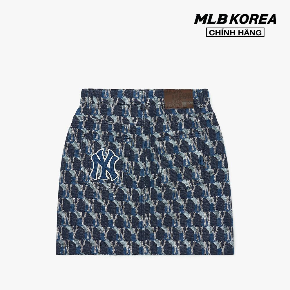 MLB - Chân váy mini denim chữ A Cube Monogram Jacquard 3FDSM0224
