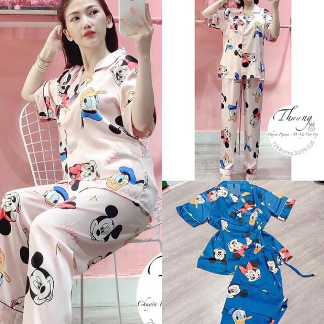Đồ bộ chất satin lụa in hoạt hình siêu cute