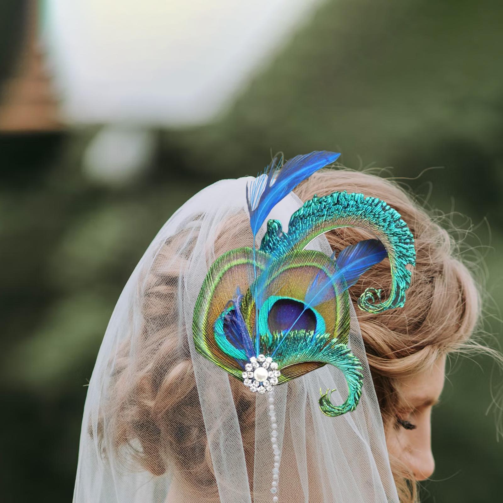 2X 1920s  Feather Headband Women 20s Accessories Bridal Headpiece  Beige
