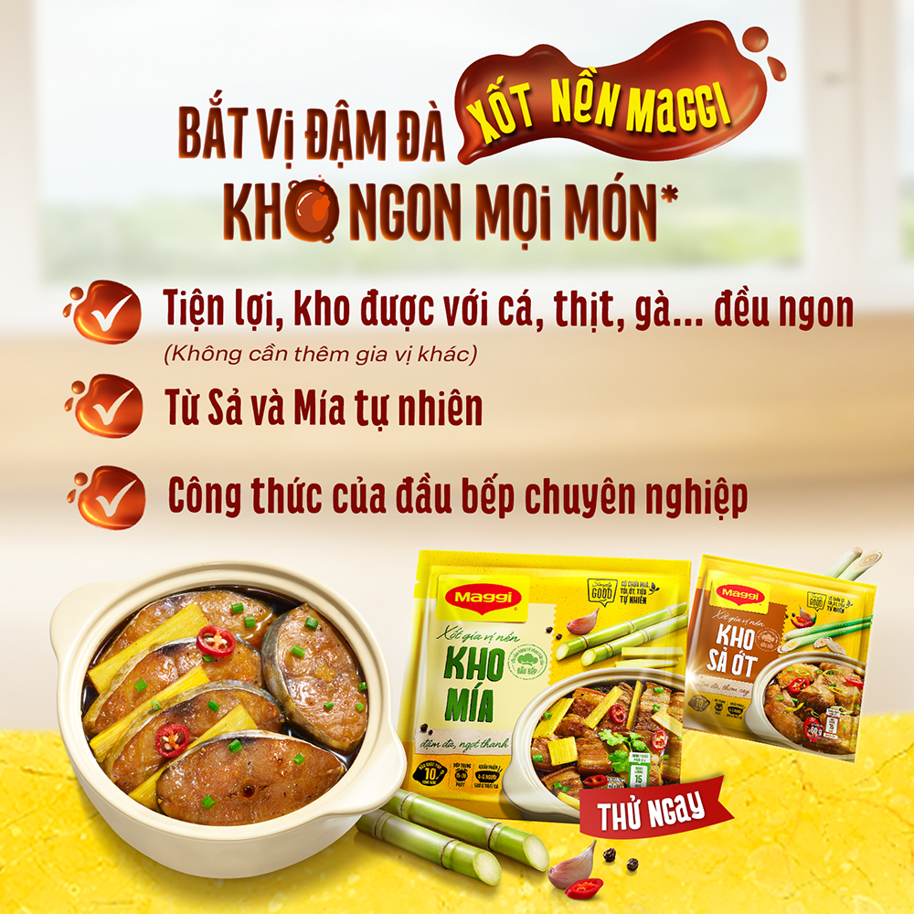Hộp 10 gói Xốt gia vị nền Maggi Kho sả ớt