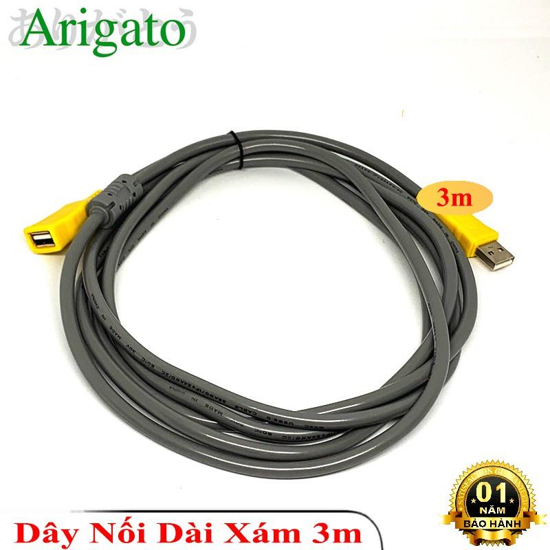 Dây nối dài USB 2.0 1.5m 3m 5m 10m Arigato cáp nối dài chống nhiễu 2 đầu siêu bền- Hàng Chính Hãng