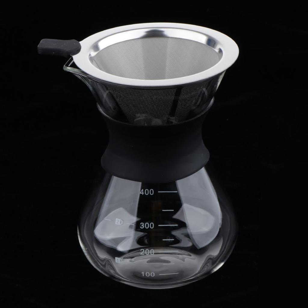 Coffee Maker Set Pour Over Hand Drip Pot + Cone Coffee Dripper Filter Net