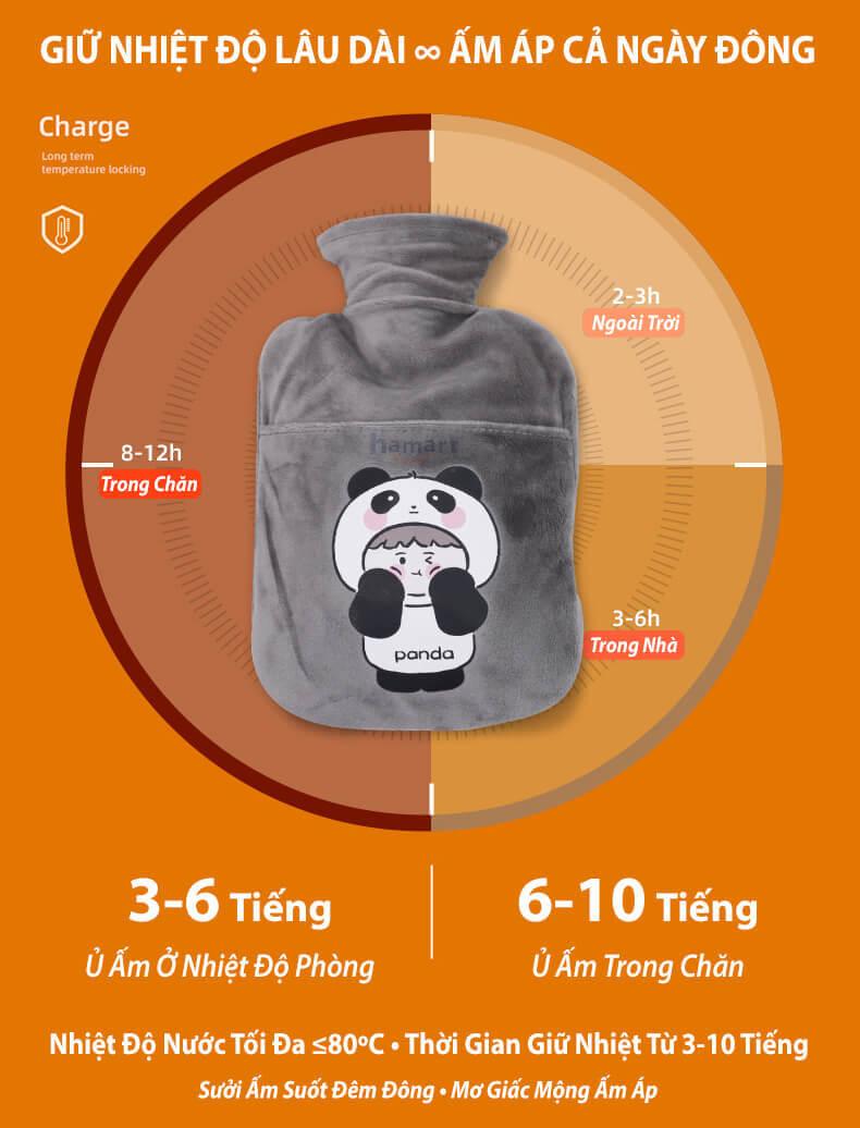 Túi Chườm Giữ Nhiệt Giảm Đau Bụng Kinh Hamart Chườm Nóng Ấm Cơ Thể Chườm Lạnh Hạ Sốt 2 Lớp Bông