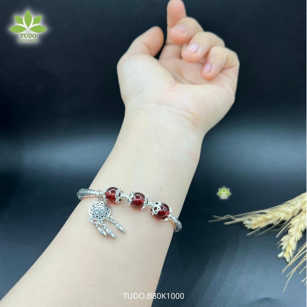 Vòng Tay Nữ Đẹp - Vòng Phong Thủy Mệnh Hỏa, Thổ TUDO VCBGARN AG925 B80K1000 Charm Dreamcatcher