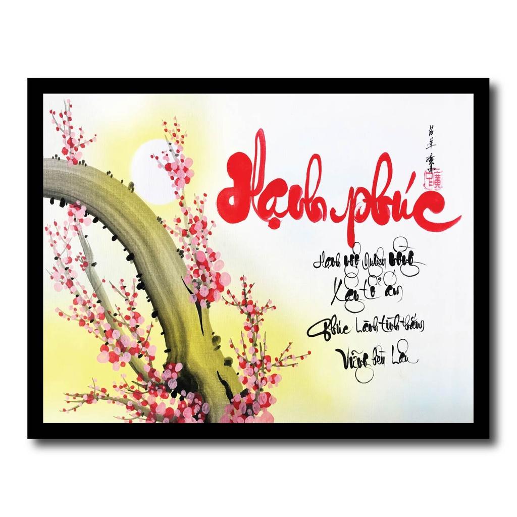 Tranh thư pháp chữ Nhẫn, thuận buồm xuôi gió, tân gia, đồng quê chữ Hạnh Phúc treo tường