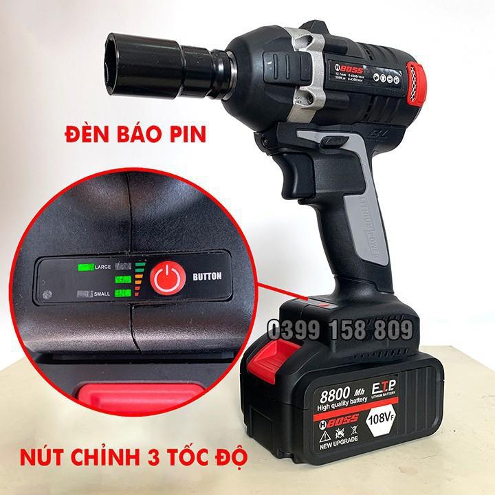 Máy Siết Bulong BOSS 108V pin khủng, động cơ KHÔNG CHỔI THAN