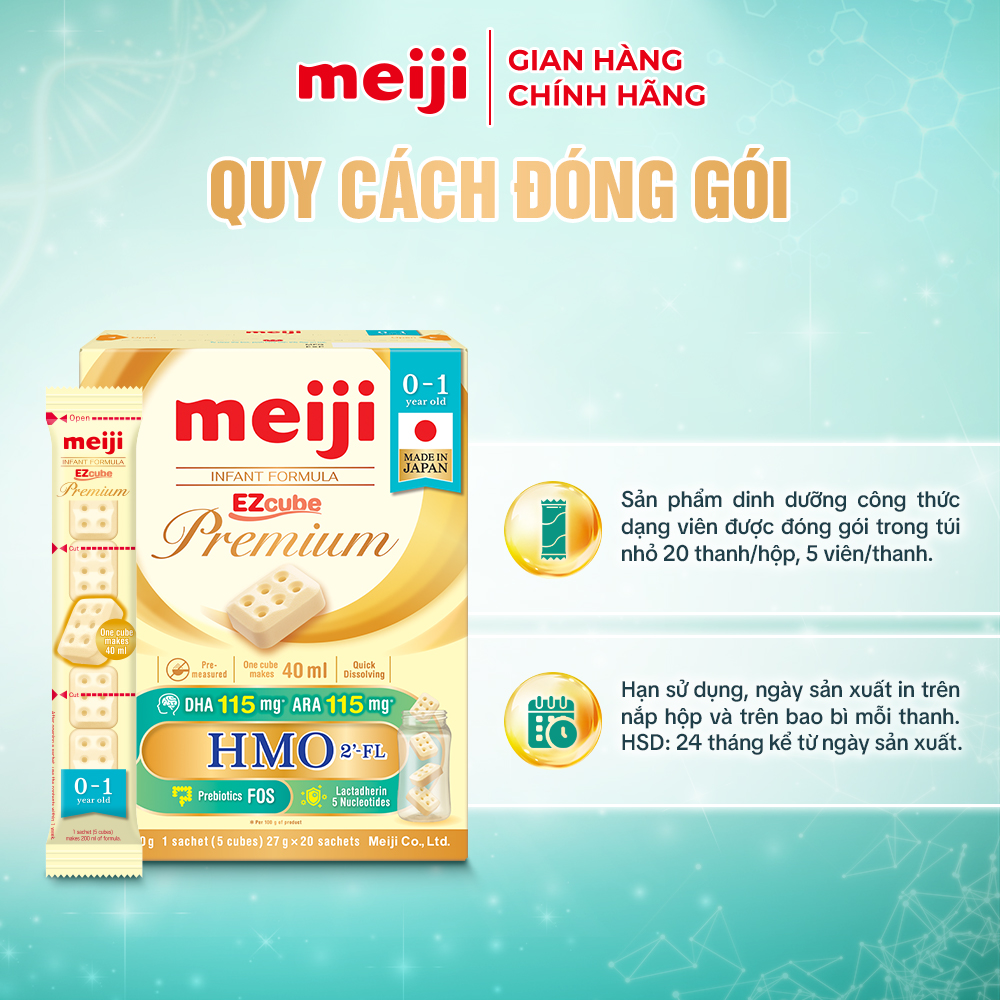 Sản phẩm dinh dưỡng công thức Meiji Infant Formula Ezcube Premium 540g