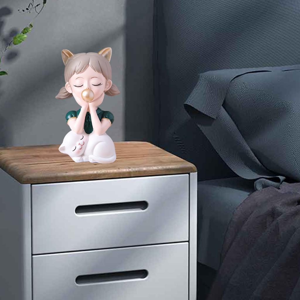 Girl Blow Statue Sculpture Figurine Model for Home