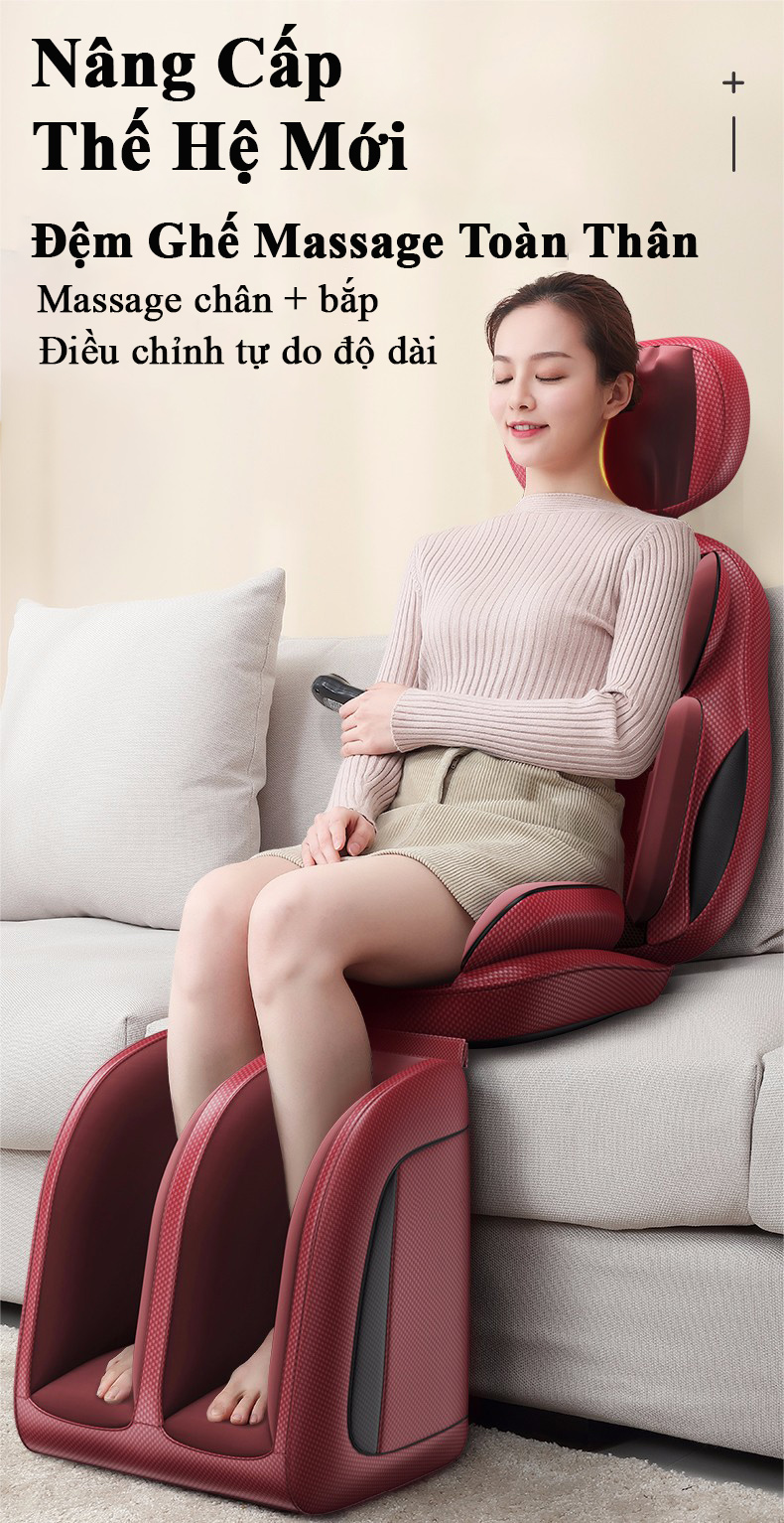 Đệm ghế massage toàn thân tích hợp massage nhiệt hồng ngoại mẫu full cổ vai gáy lưng và cả lòng bàn chân