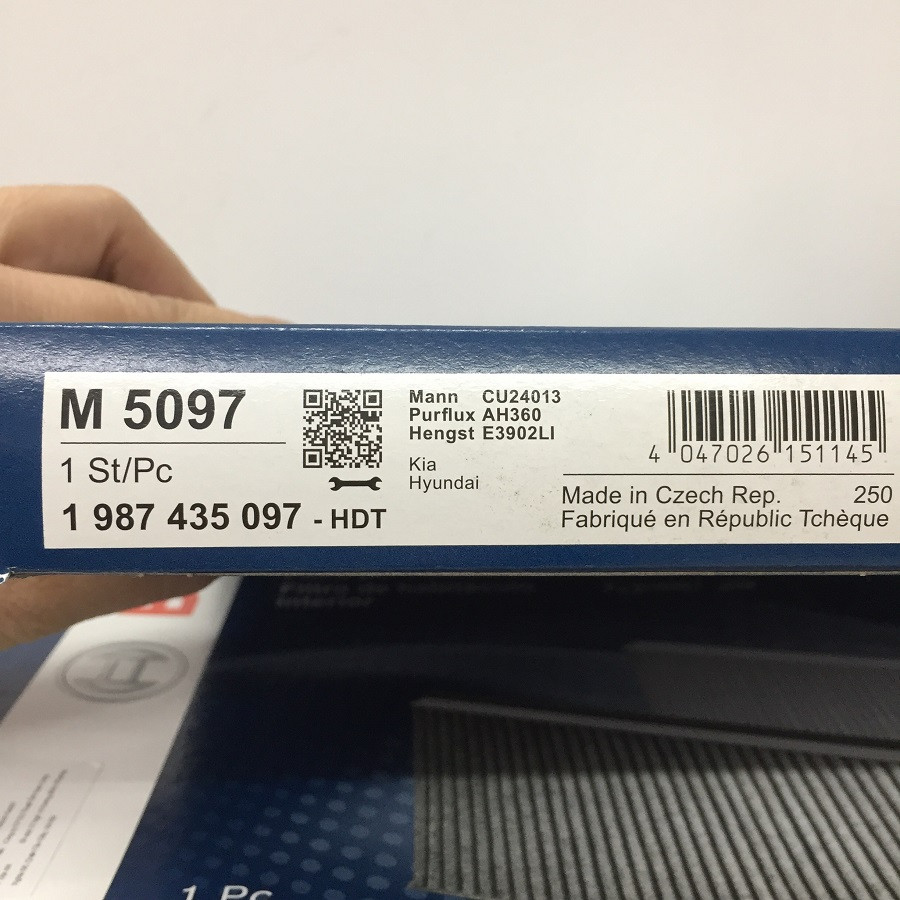 Lọc Gió Điều Hòa / BOSCH / Aeristo / M5097 Cho Xe KIA Cerato, K3, Rio, HYUNDAI Elantra, Tucson, Kona.. - Hibu