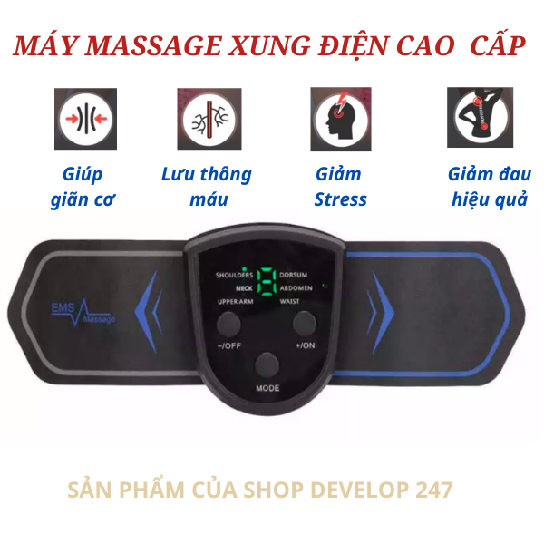 Máy Massage xung điện Âu Mỹ,máy mát xa cổ vai gáy bằng xung tần số thấp,kích thích cơ bắp làm mềm cơ giúp giãn cơ và giảm đau nhức mệt mỏi hiệu quả ngay sau khi sử dụng