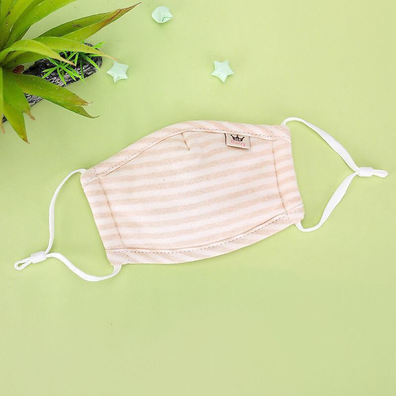 Khẩu trang 100% cotton hữu cơ tự nhiên không tẩy nhuộm hóa chất an toàn cho bé 0-6Y