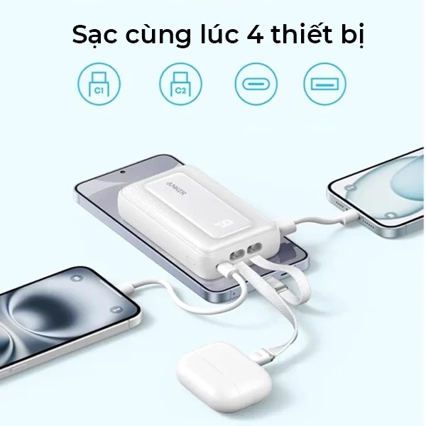 Pin Sạc Dự Phòng Anker Zolo A110L 10.000mAh 35W Kèm 2 Cáp USB-C - Hàng Chính Hãng