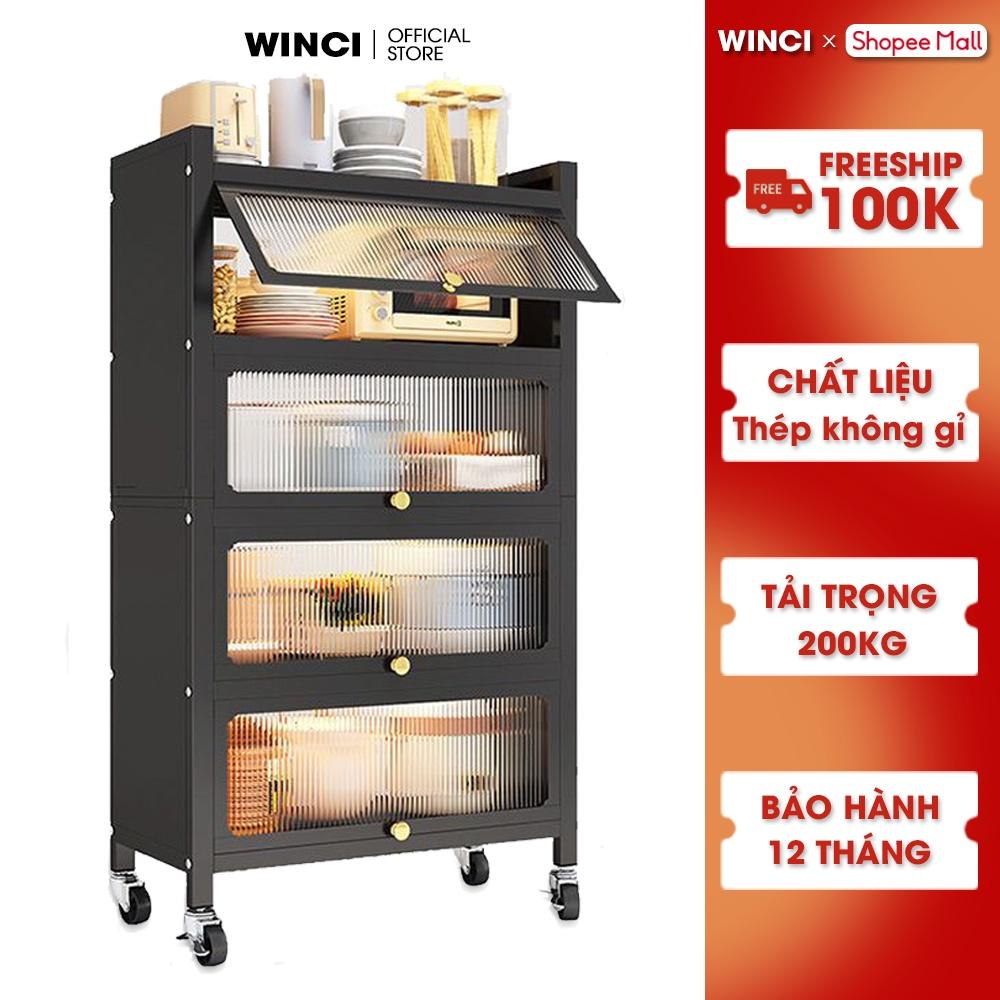 Kệ để đồ đa năng chính hãng Winci A9, Có nắp đậy và bánh xe di chuyển, Bảo hành 12 tháng. – 5 Tầng – Rộng 80cm – Màu Đen
