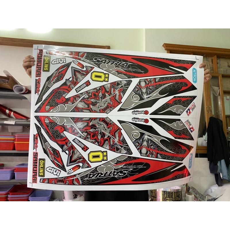 Tem rời dành cho xe Satria Fi Samurai đỏ đen