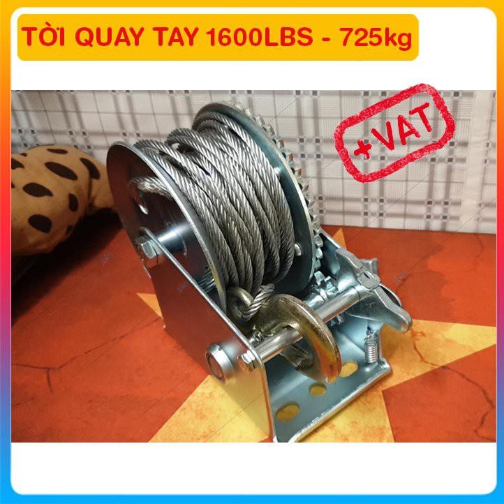 Tời Quay Tay 1600lbs Bánh Răng Đồng Tải Trọng 726 Kg, Cáp 10M