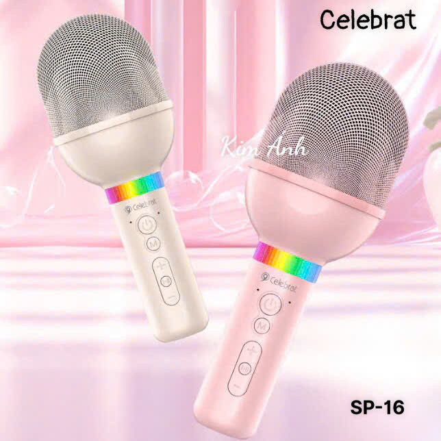 Micro Bluetooth Celebrat SP-16 hát Karaoke gia đình, âm thanh vòm Hifi, hàng chính hãng, Kim Ánh cho dùng thử 30 ngày