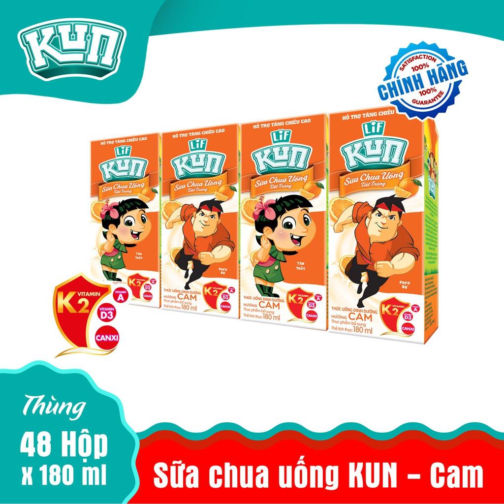 Kun sữa chua uống hương cam thùng 48 hộp x 180ml